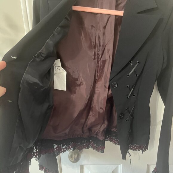 Rinascimento Vintage Italian Corset Blazer with Ruffle Lace Trim Goth Steampunk - Picture 8 of 11